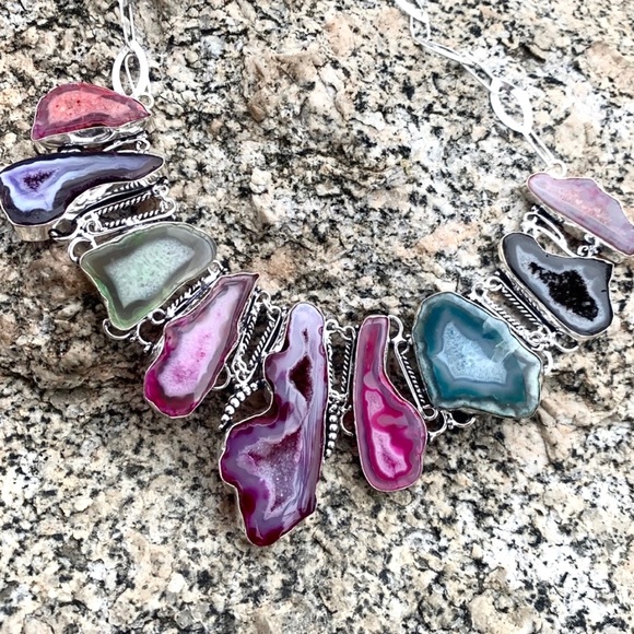 Multi Color Botswana Agate Necklace - Picture 7 of 8